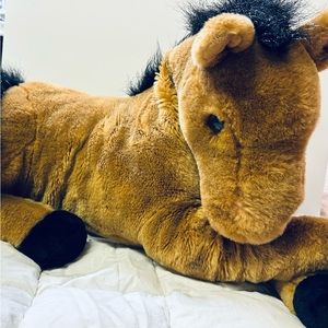 Laying Horse Light Brown Black Stuffed Animal Plush Cuddly 15"
